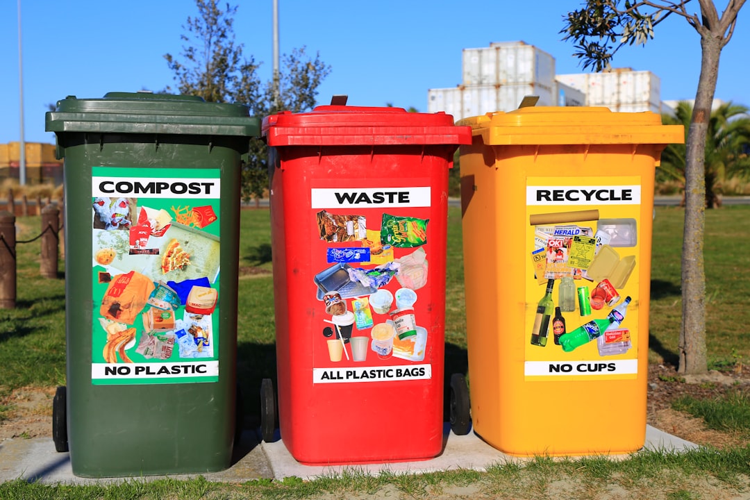 red yellow and green trash bins | The National Recycling Corporation